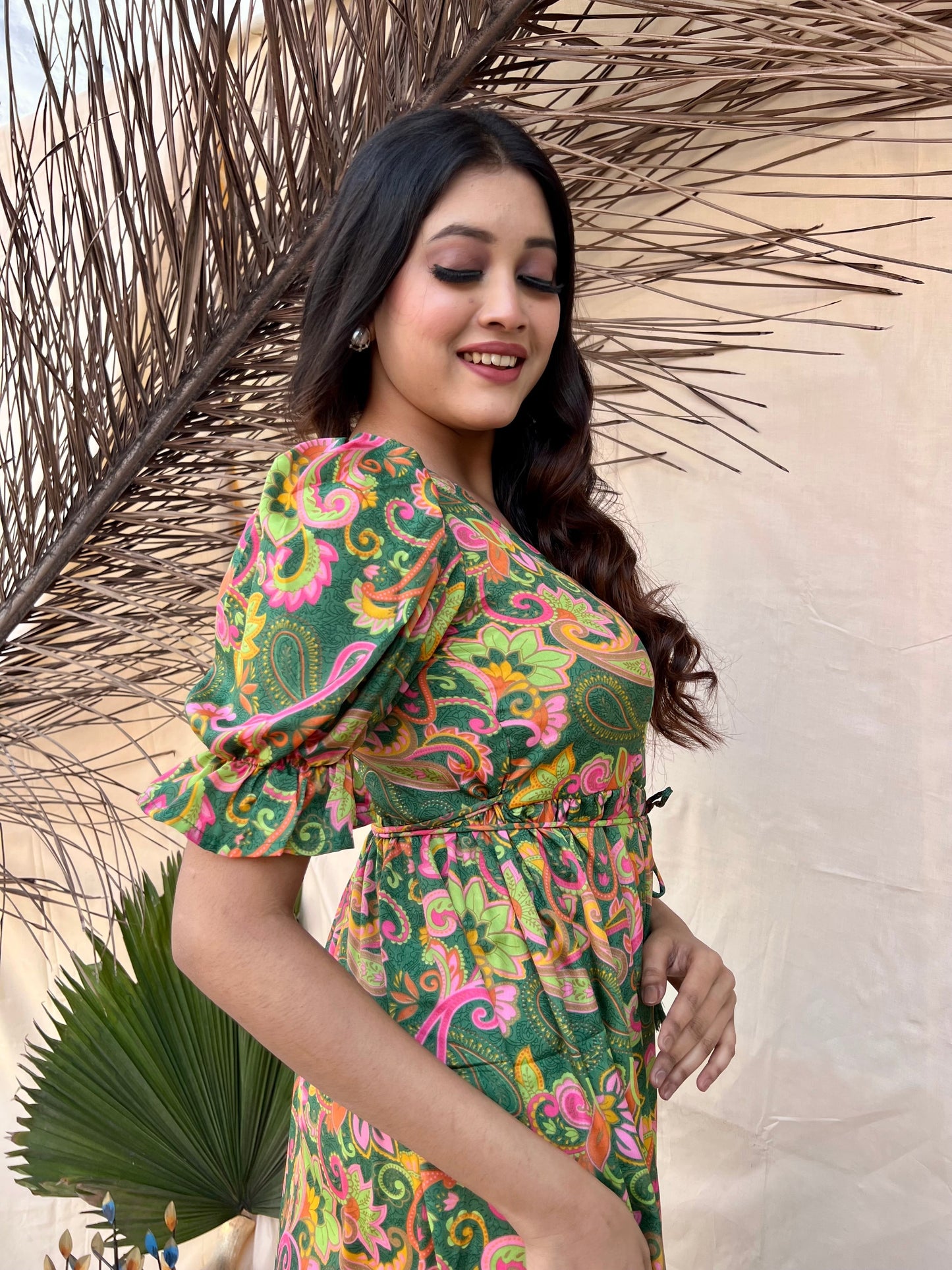 Dark Green Boho Maxi Dress