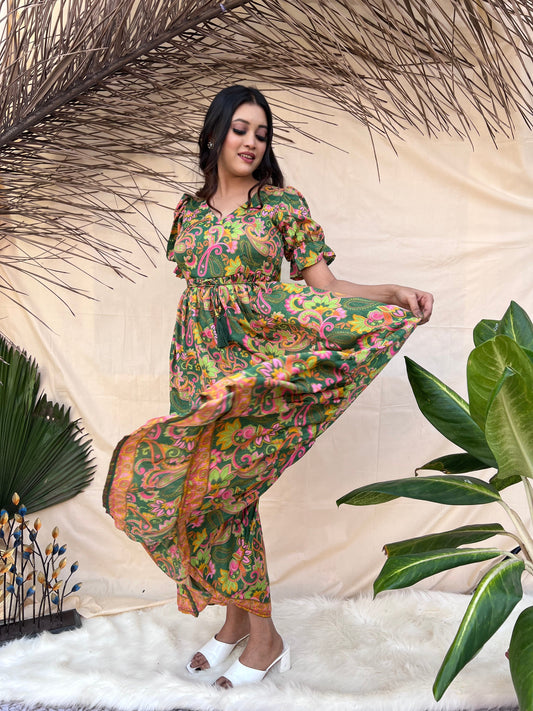 Dark Green Boho Maxi Dress