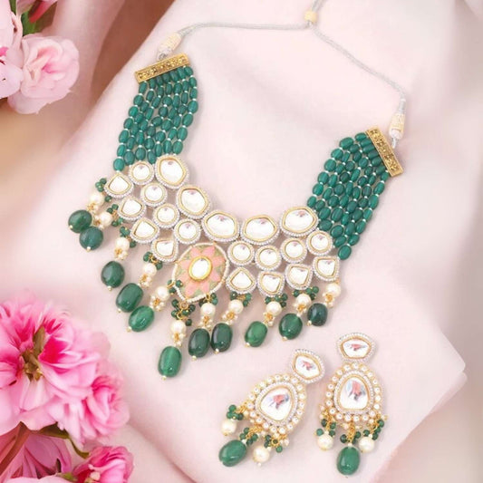 Emerald Reema Kundan Jewellery Set