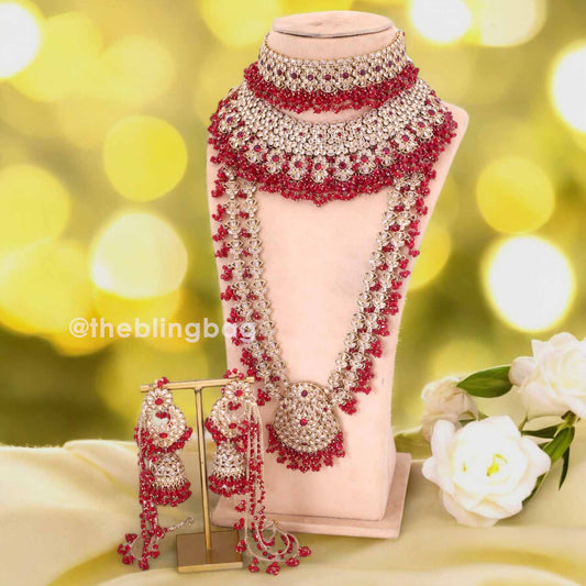 Maroon Shubani Bridal Jewellery Set