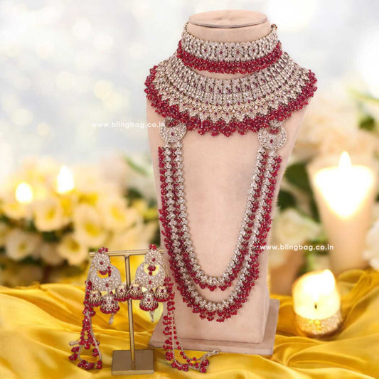 Maroon Ushana Bridal Jewellery Set