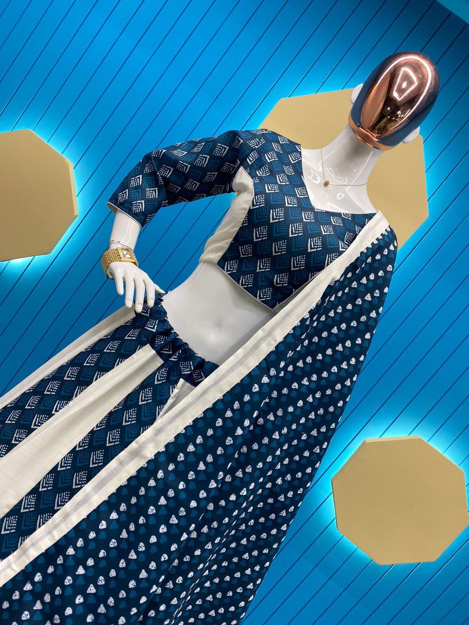 Blue Color Designer Trendy Cotton Lehenga Choli Set