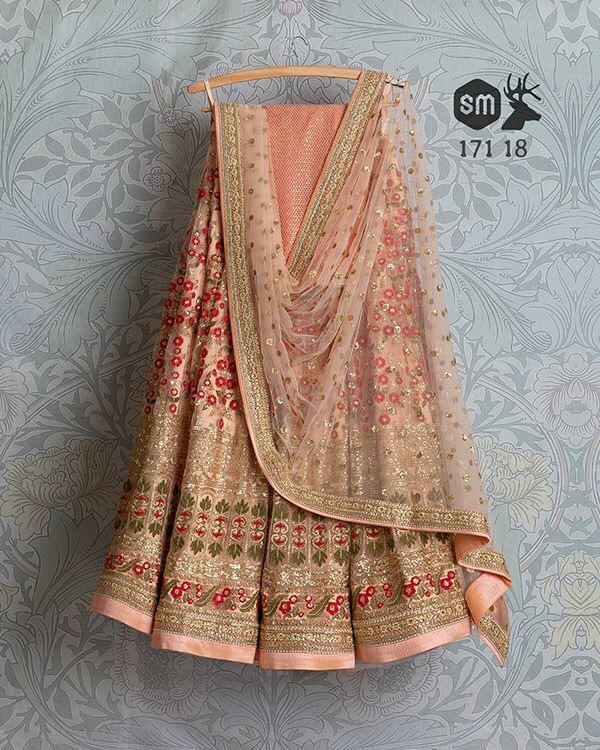 Peach Pleasurable Lehnga Choli With Dupatta