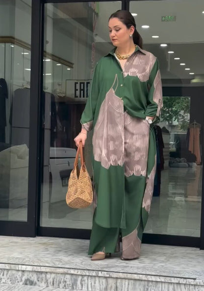 Digital Leaf Charm Premium Co Ord Set