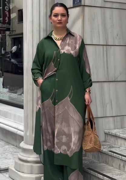 Digital Leaf Charm Premium Co Ord Set