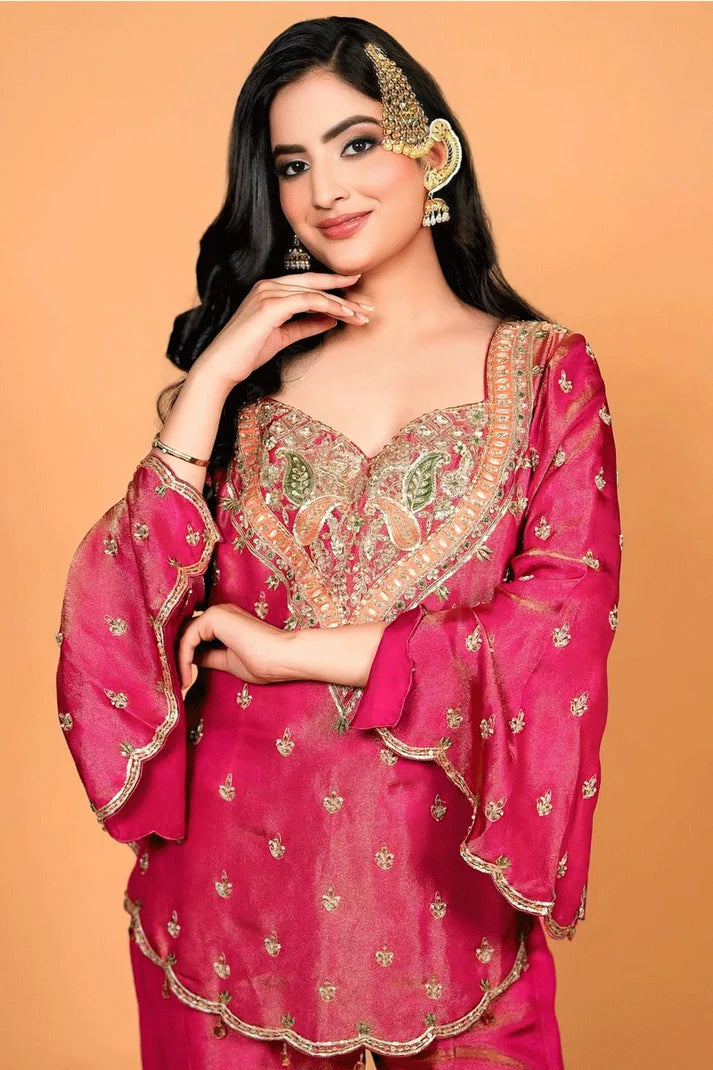 Latest Designer Embroidery Work Sharara Suit For Festival