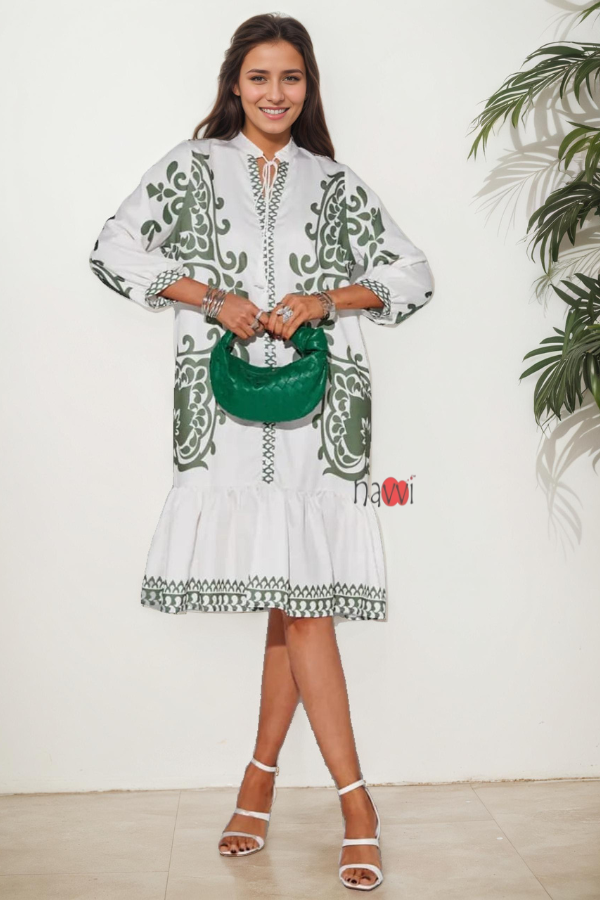 Azure Sky Blue Boho Ruffle Dress