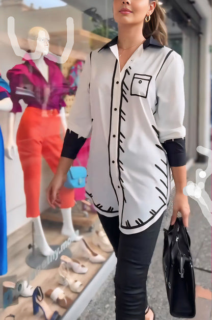 Chic Style White Printed Shirt