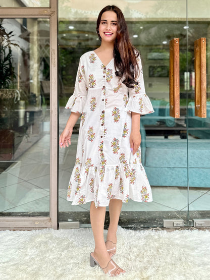 Breezy White Cotton  Dress