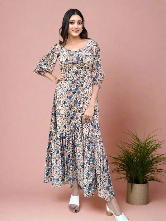Floral Printed Boho Maxi Dress