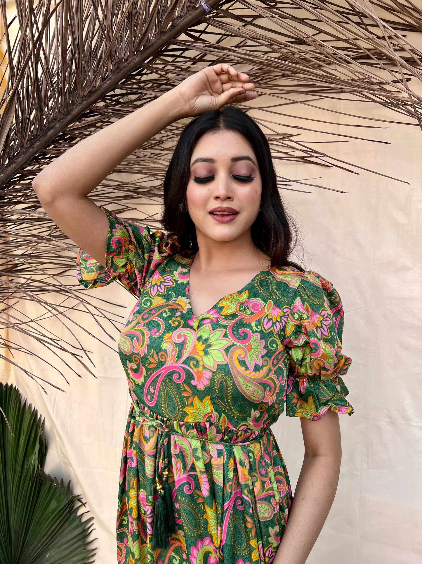 Dark Green Boho Maxi Dress