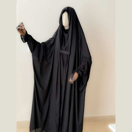 Saudi or Irani Jilbab Full Length Black and Noise Pc Firdous Fabric