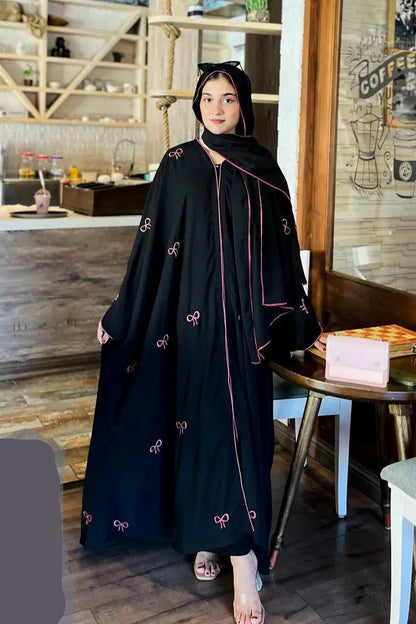 Bow Embroidered Abaya