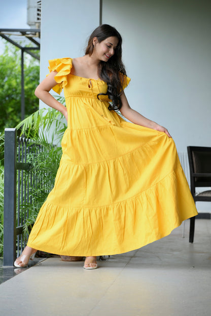 Yellow Cotton Maxi Dress