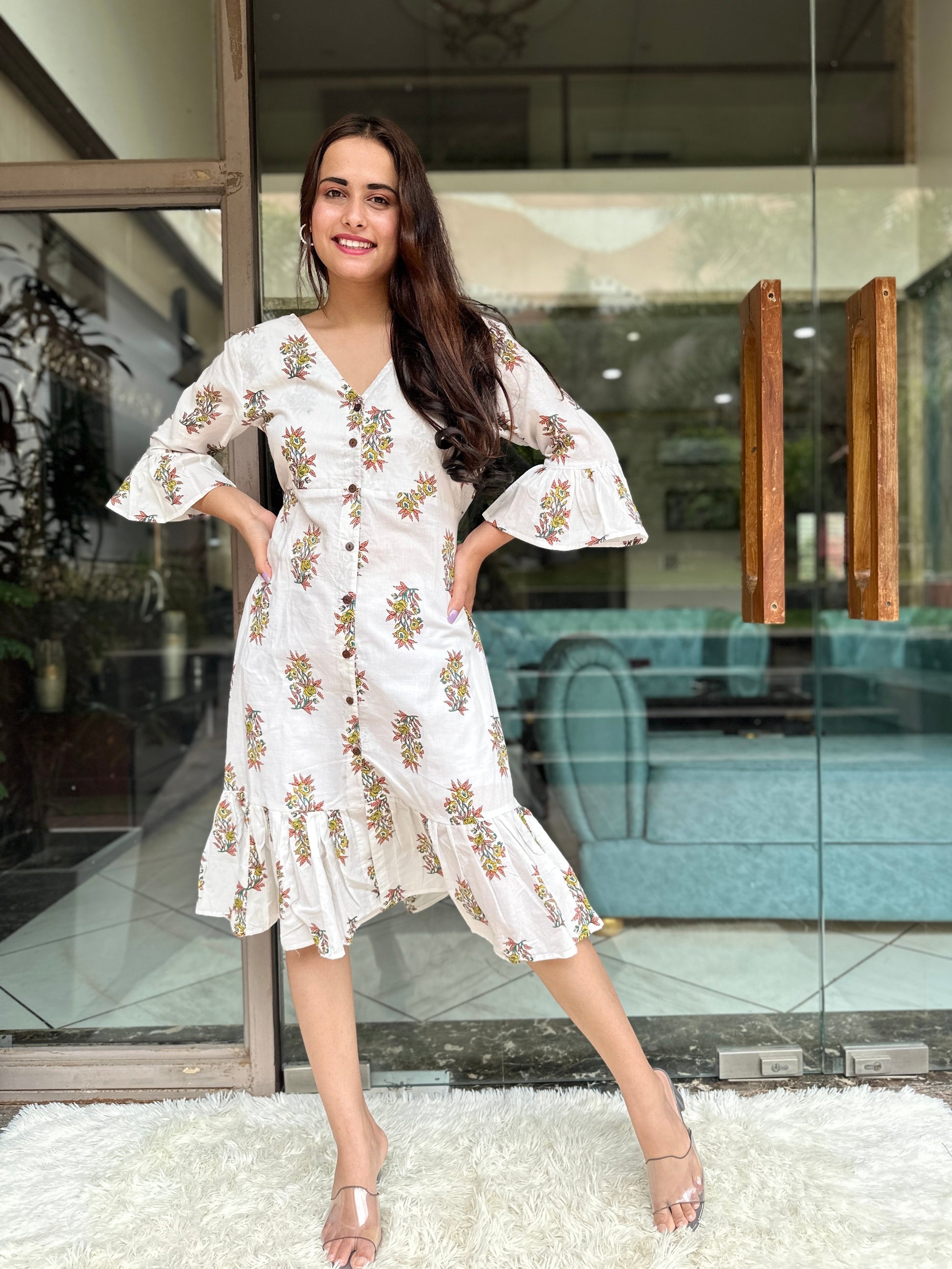 Breezy White Cotton  Dress