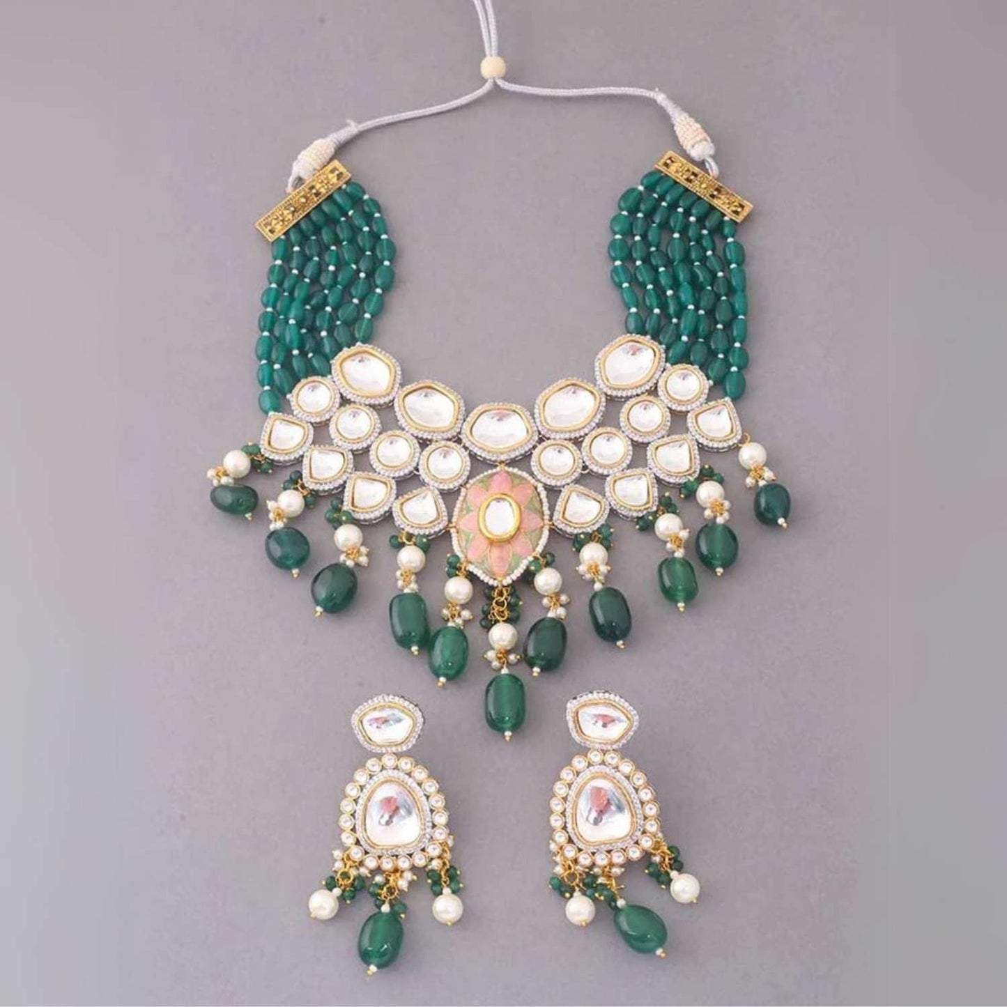 Emerald Reema Kundan Jewellery Set