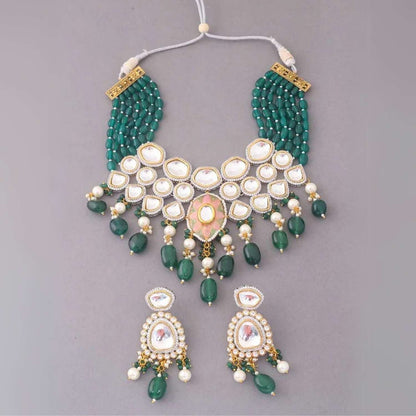 Emerald Reema Kundan Jewellery Set