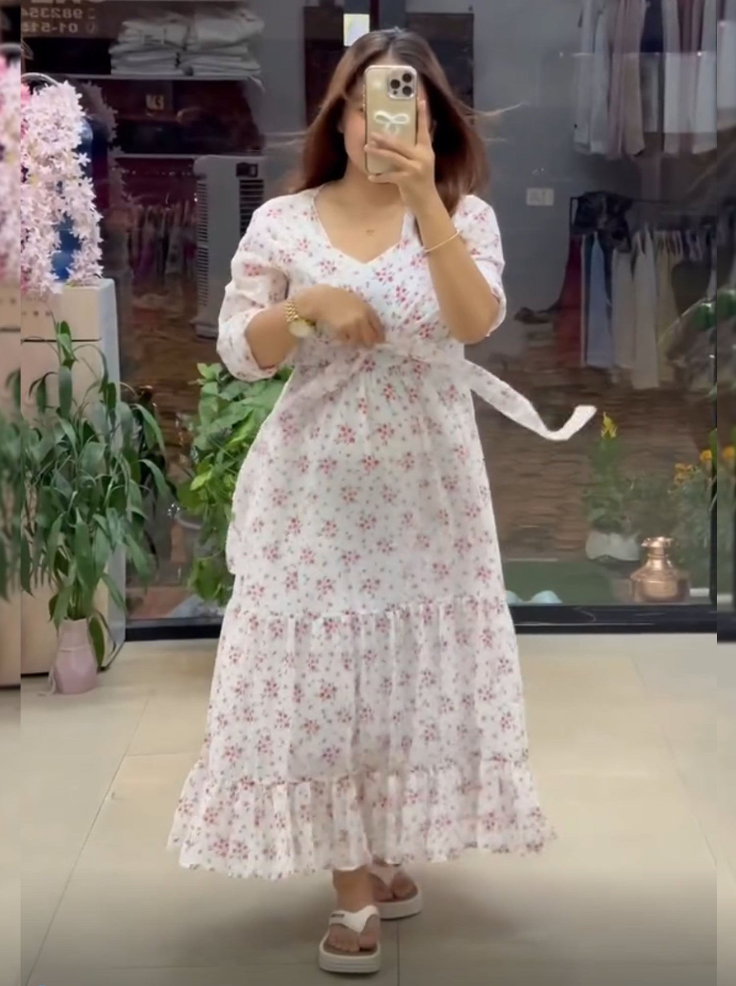 FIRANA-Flared Tiered Georgette Gown with Jacket