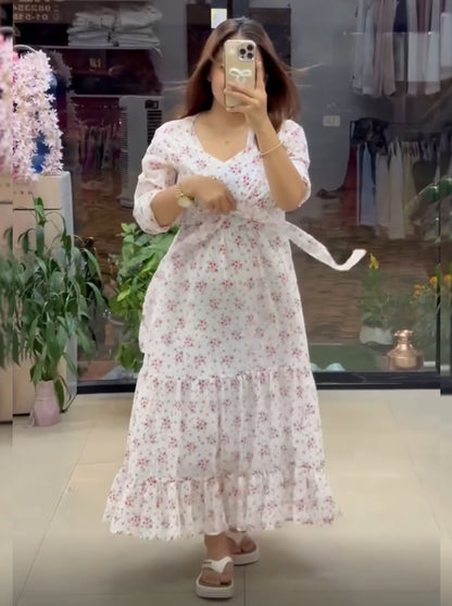 FIRANA-Flared Tiered Georgette Gown with Jacket