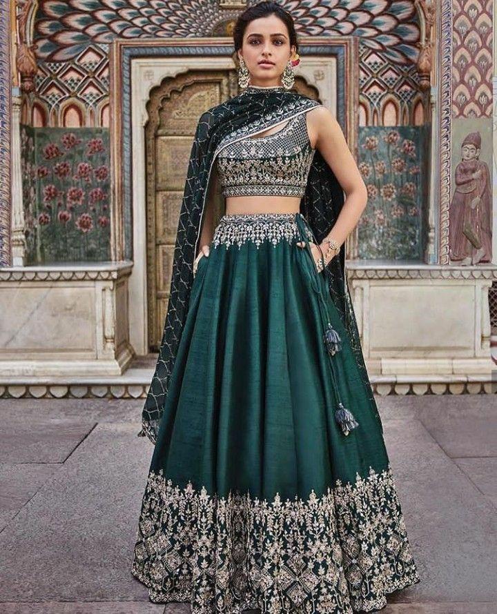 Bottal Green  Unique Lahenga Choli With Dupatta