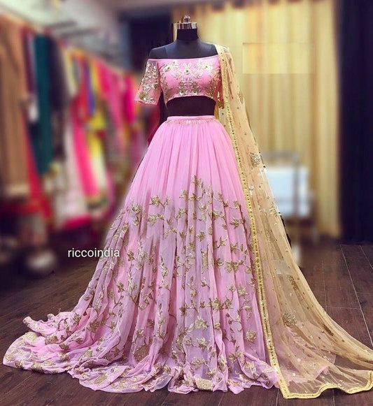 Pink Marvellous Semi-Stitched Lehenga Choli With Dupatta