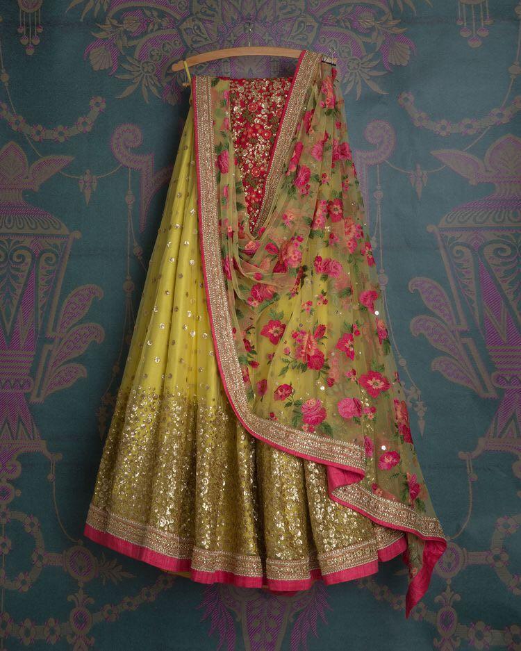 Yellow Fashionable Semi-Stitched Lehenga Choli With Dupatta