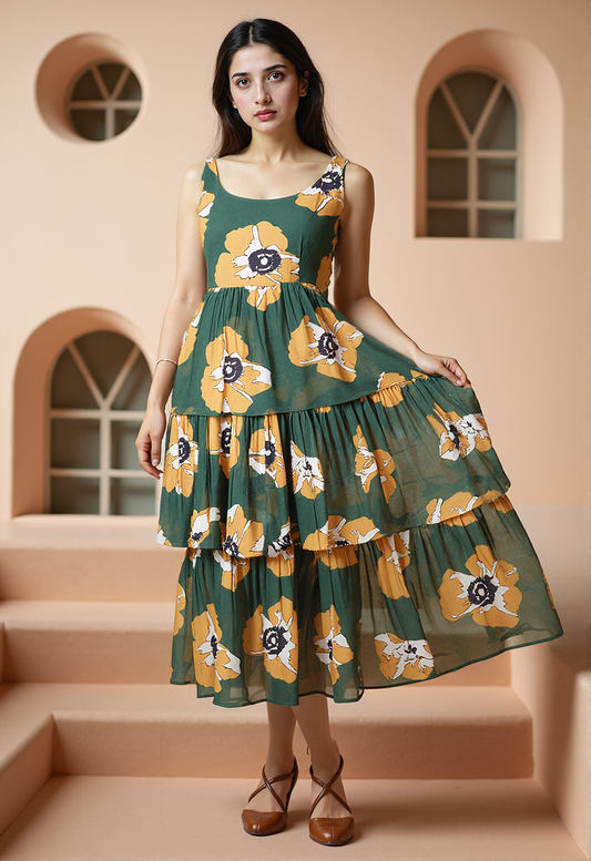 Olive Glow Maxi Dress