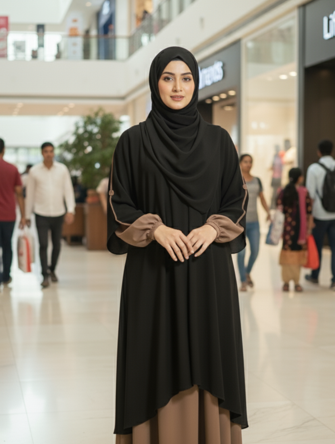 Elegant Two-Tone Modest Abaya