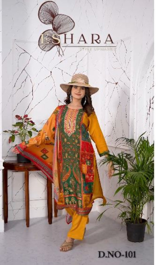 Ethnic Printed & Embroidered Straight Fit Kurta with Pant and Dupatta