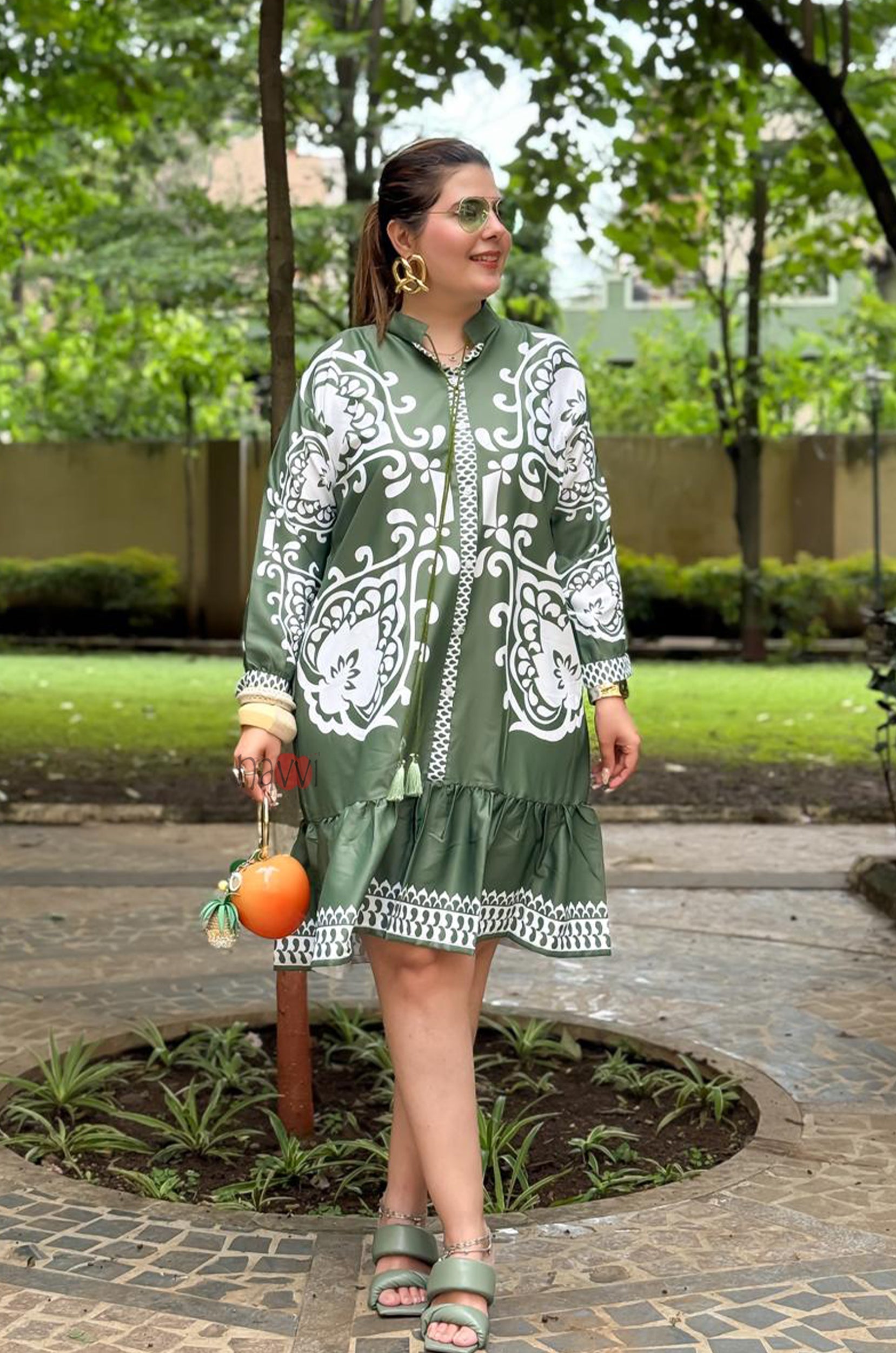 Azure Olive Boho Ruffle Dress