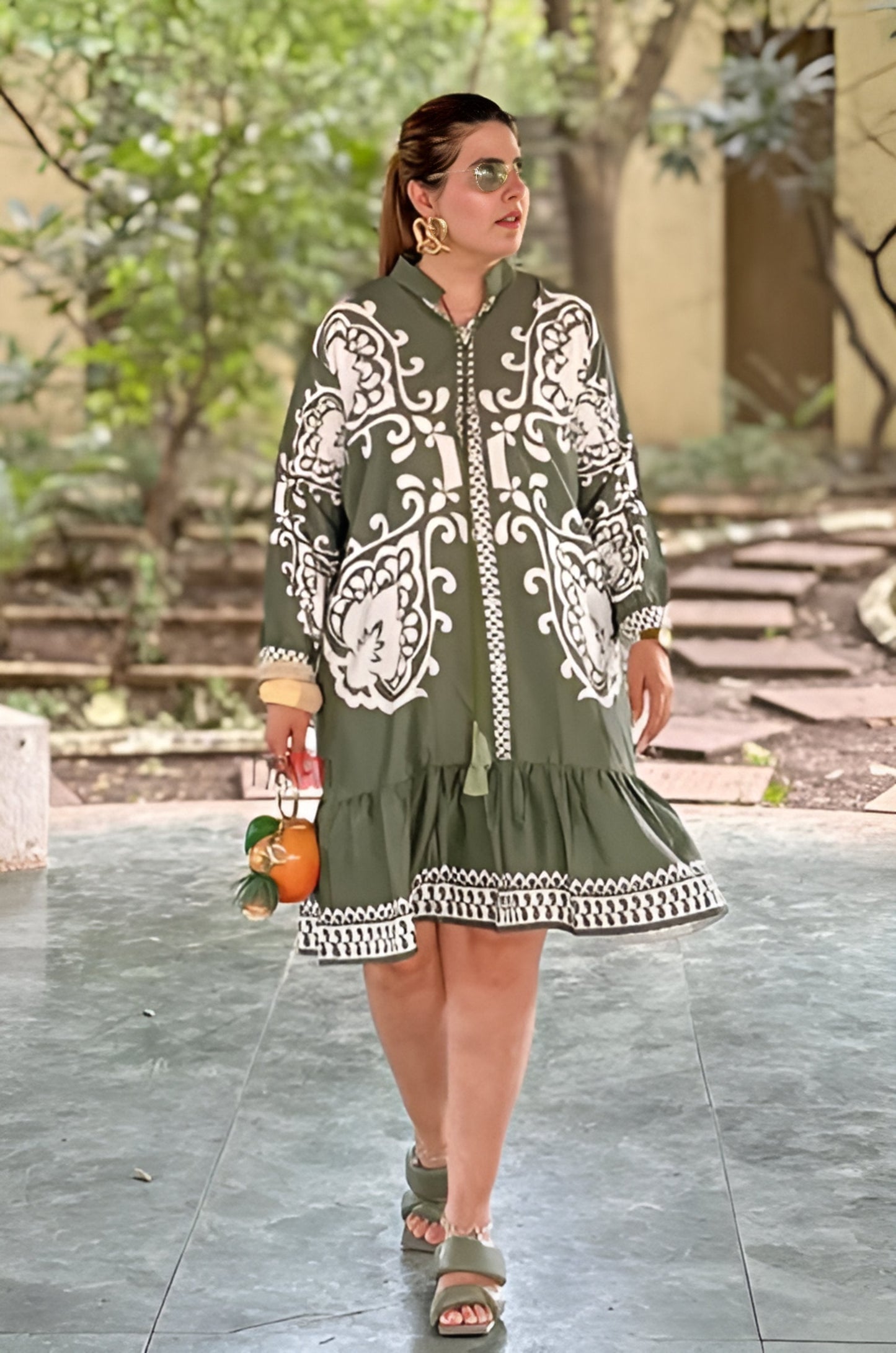 Azure Sky Blue Boho Ruffle Dress