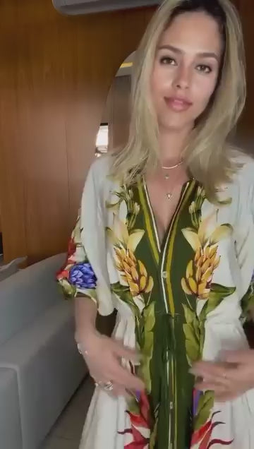 Panel Print Resort Maxi Dress with Tie Waist