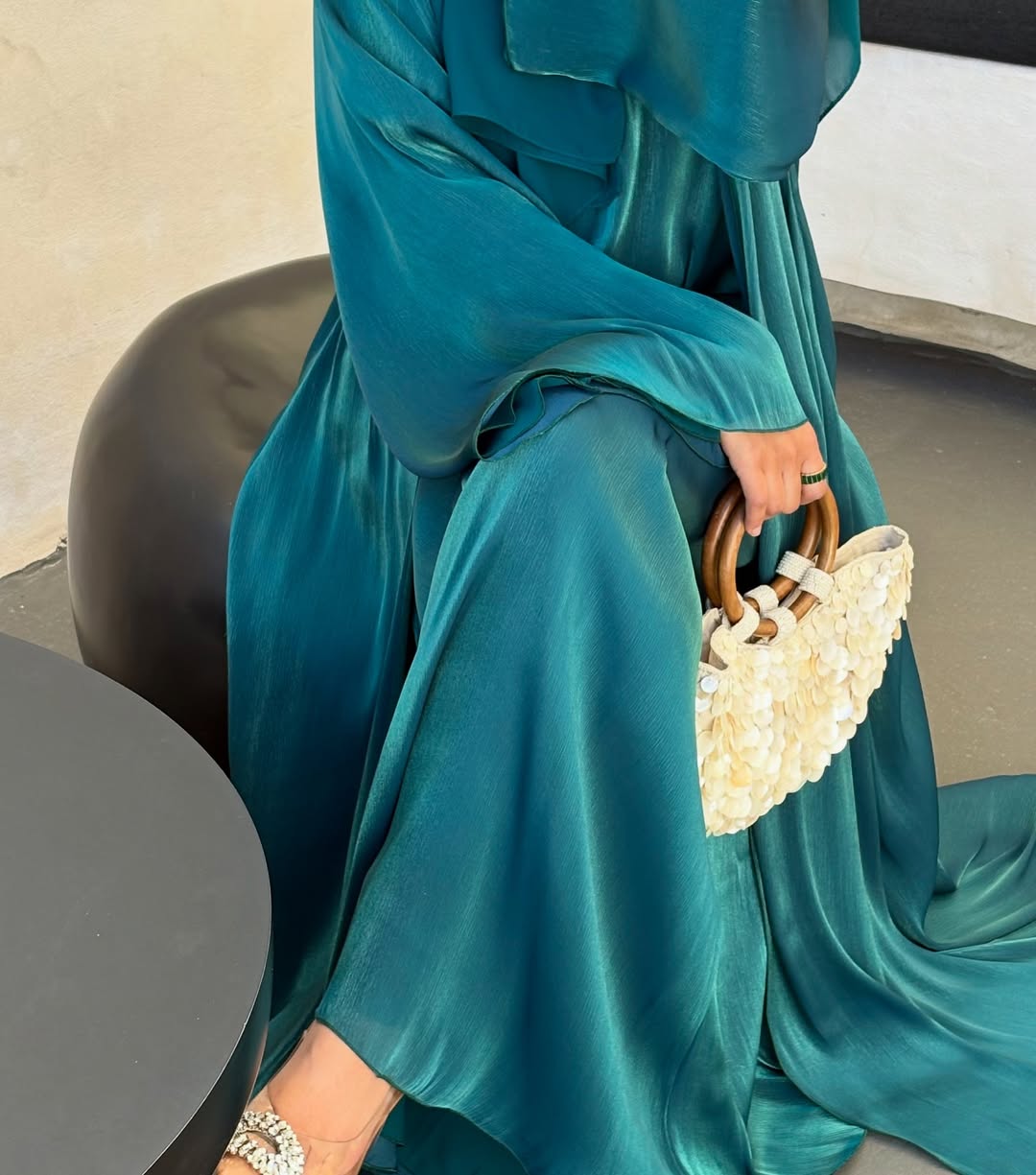 Emerald Shimmer Veil Abaya