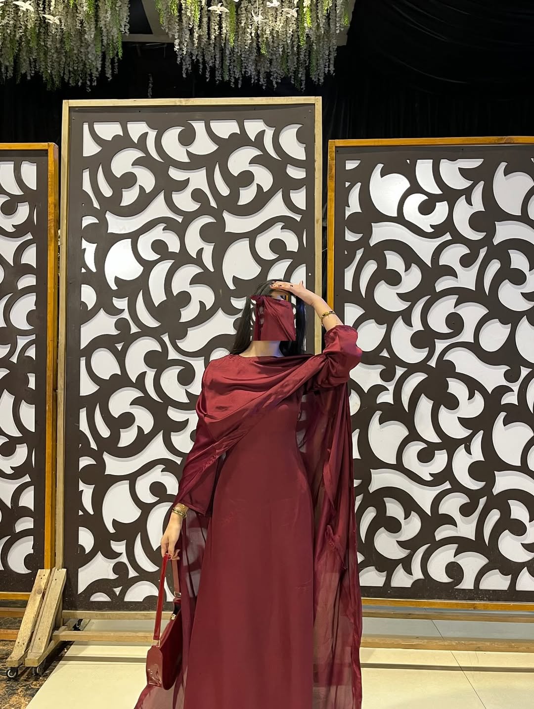 Mulberry Luxe Satin Gown full Sleeves