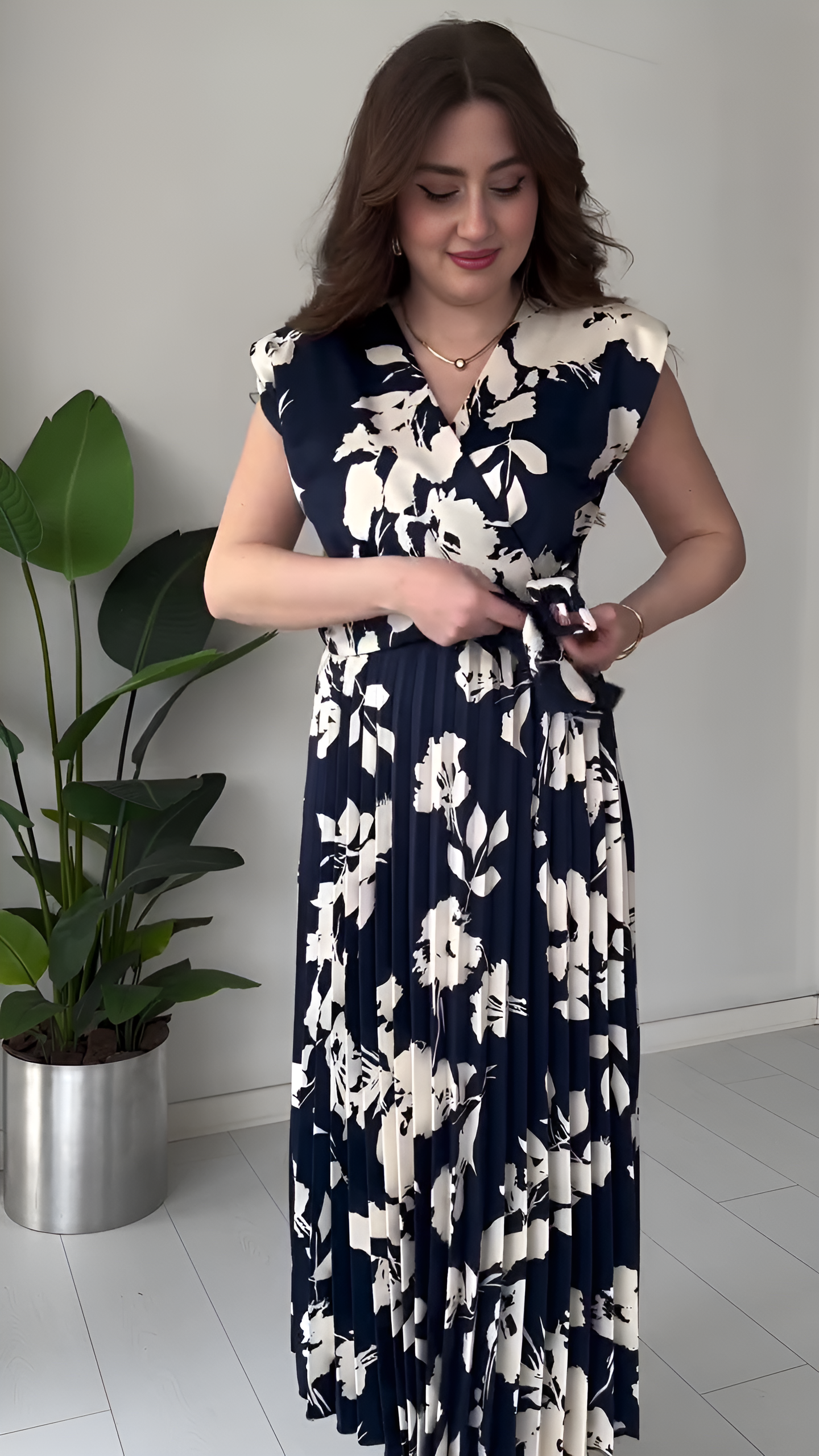 Remini casual Peplum pleated crepe dress for women