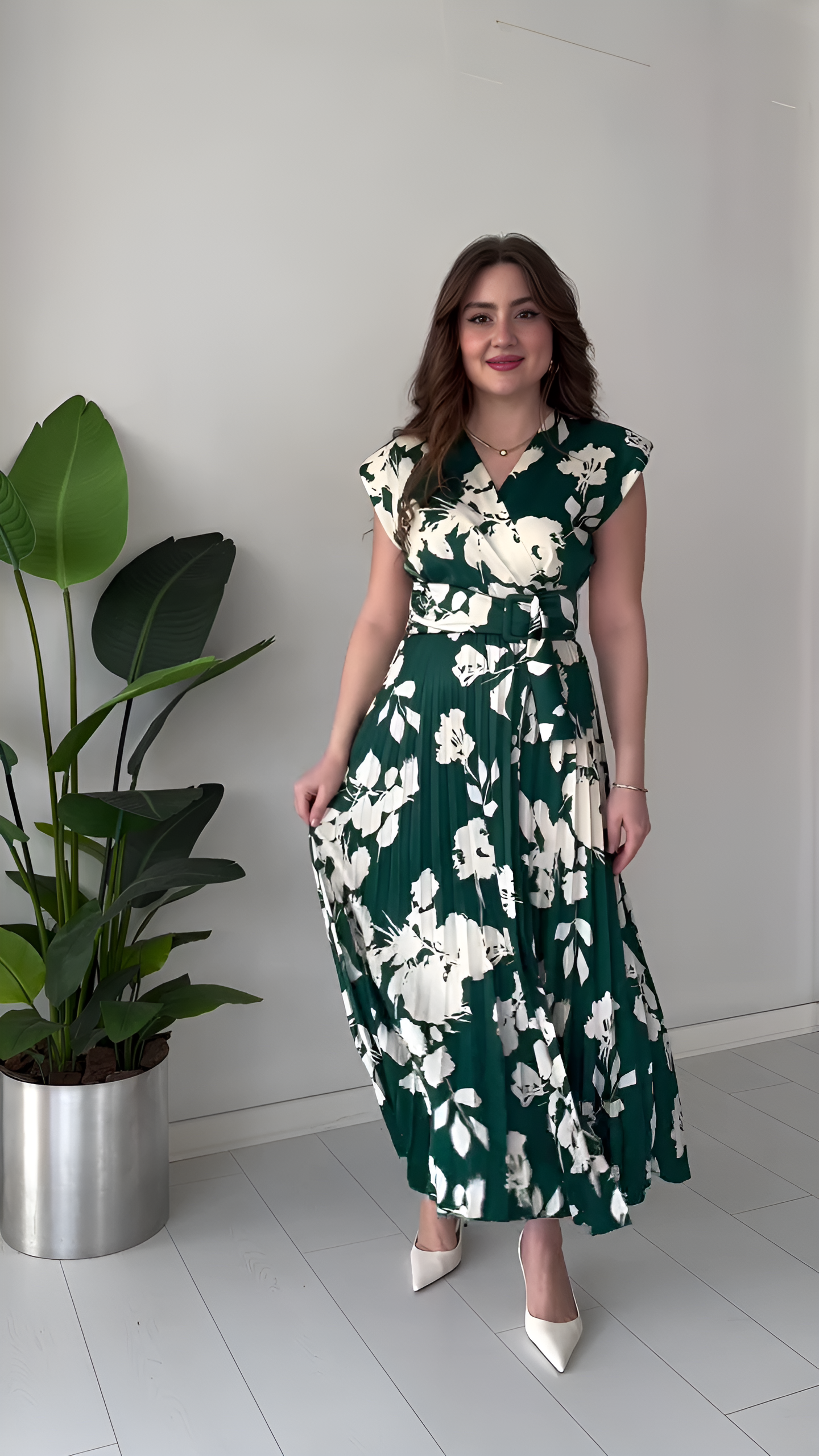 Remini casual Peplum pleated crepe dress for women