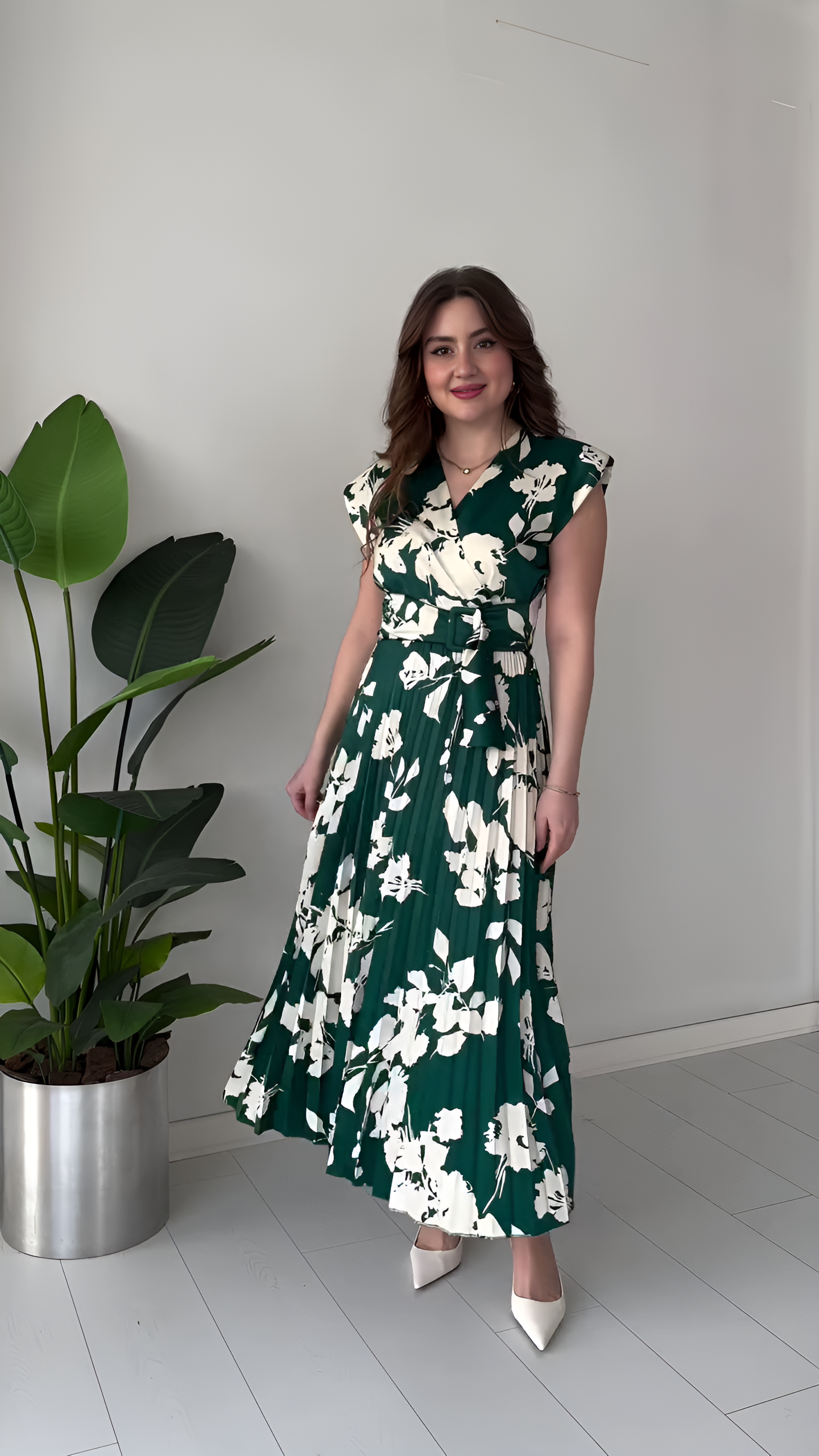 Remini casual Peplum pleated crepe dress for women