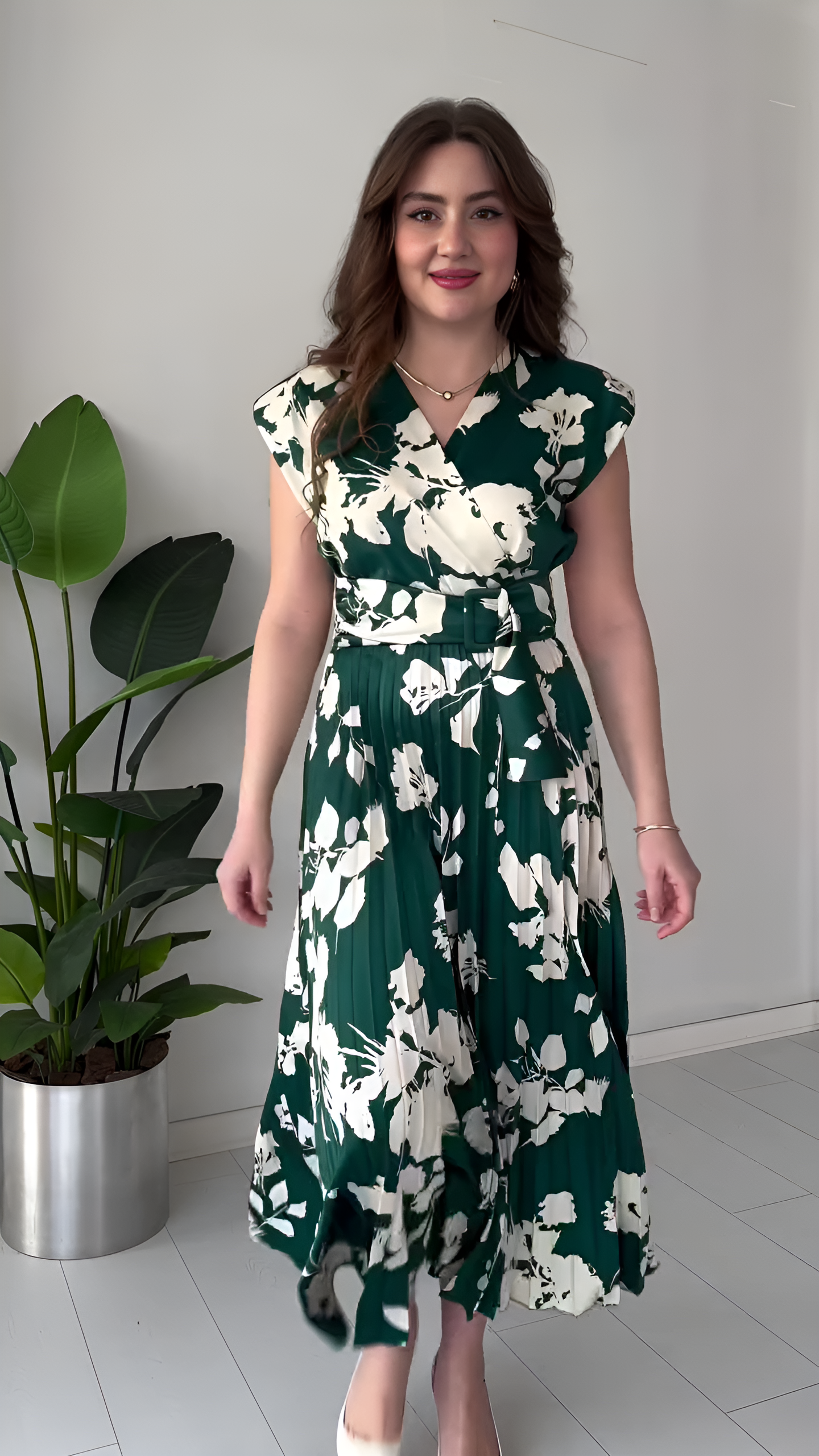 Remini casual Peplum pleated crepe dress for women