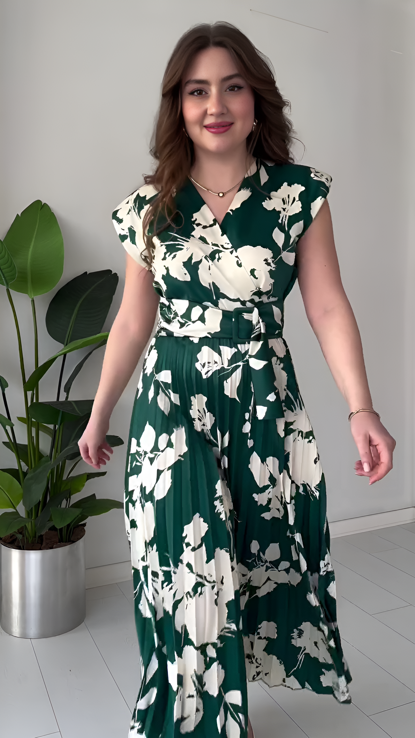 Remini casual Peplum pleated crepe dress for women